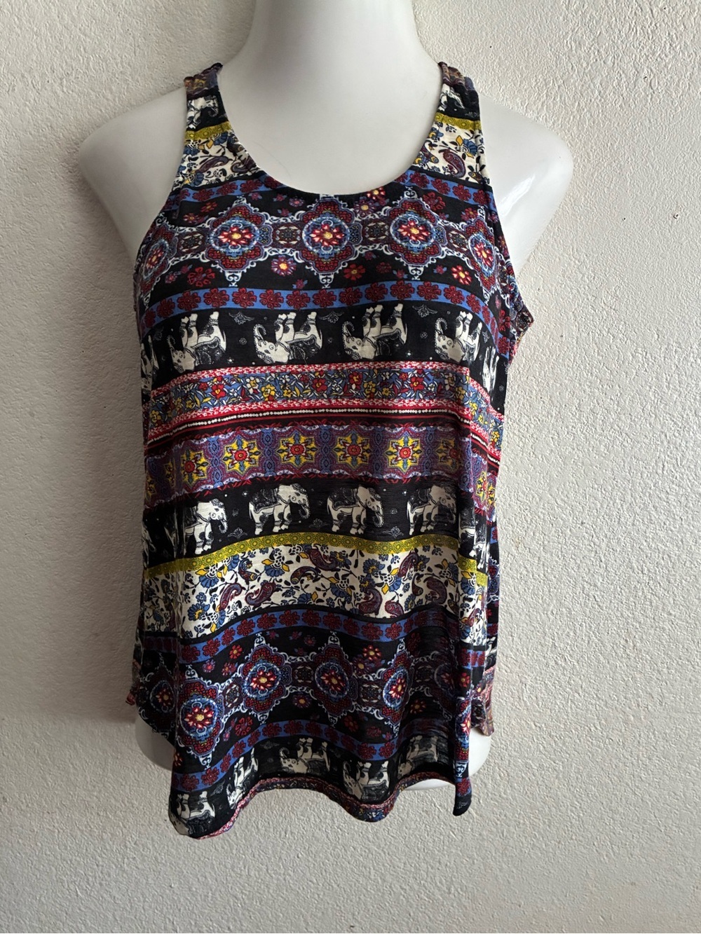 Self Esteem Bohemian Print Race Back Tank Multicolor L